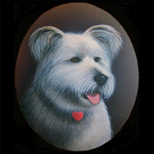 portrait painting of a white dog